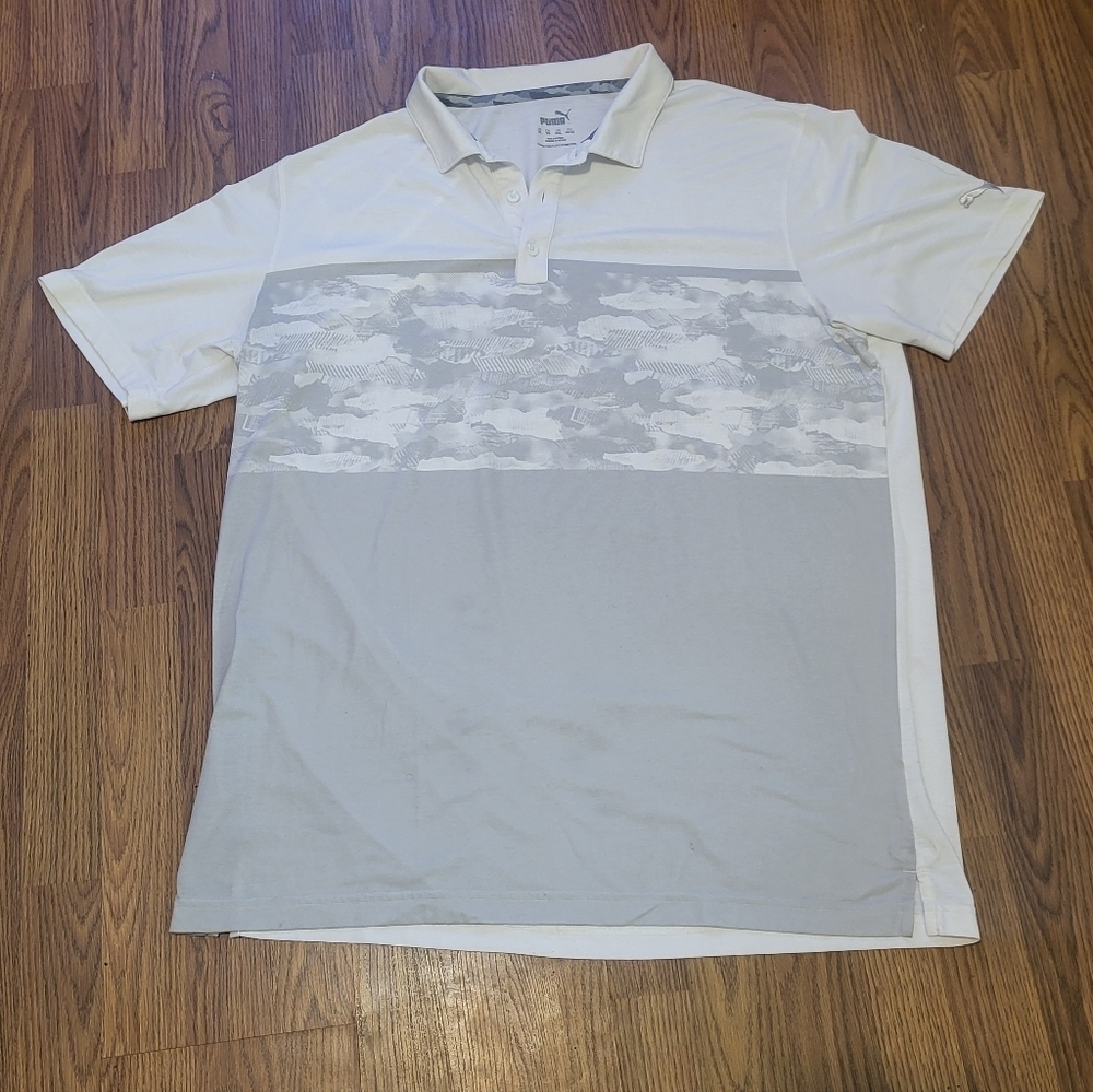 Puma Men’s XXL White & Gray Performance Golf Polo Shirt A9